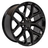 Angle view of a 24x10 Black wheel replacement for Chevy Silverado replica rim 9510966